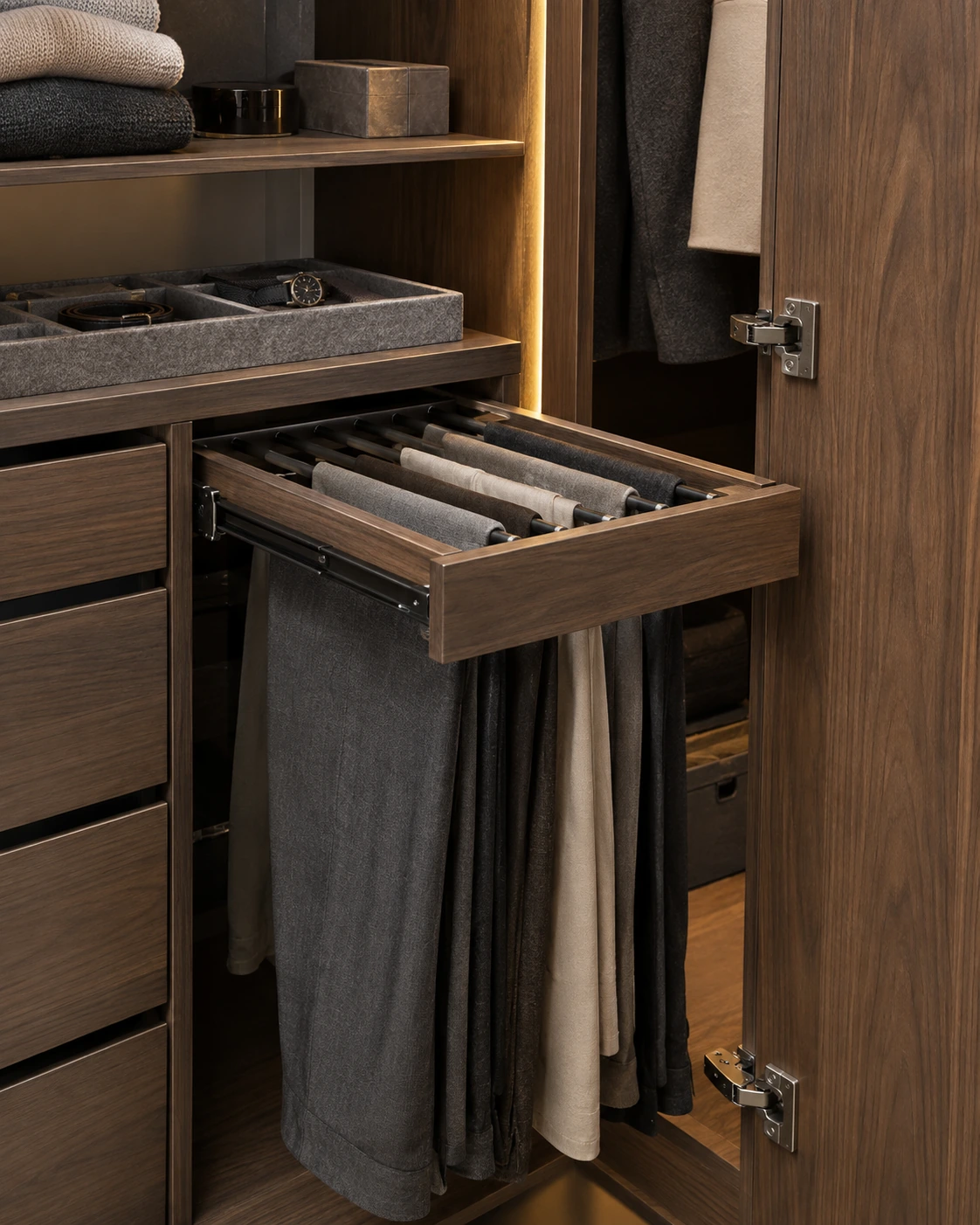 Example of a shelf and drawer layout