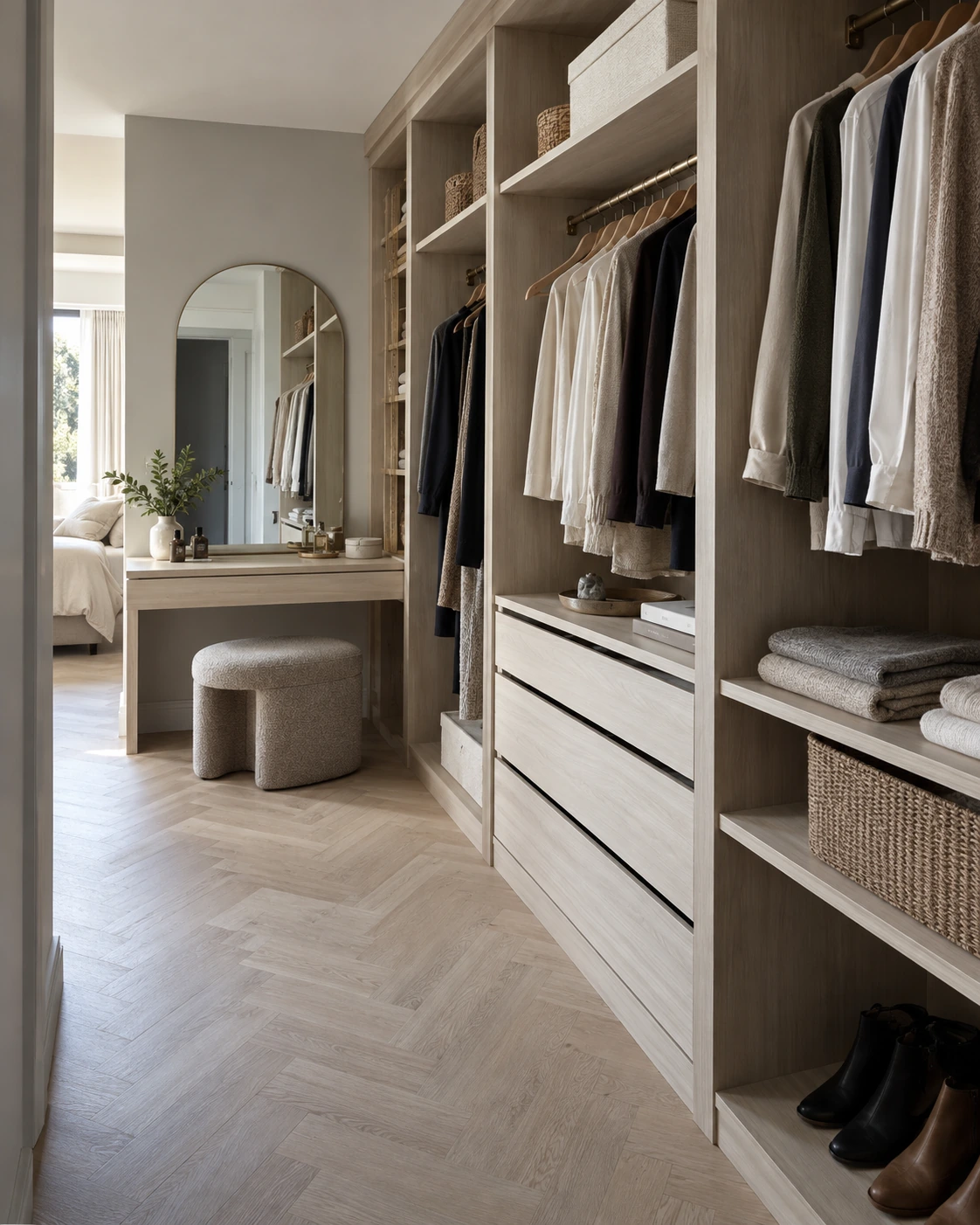 Wardrobe in a light wood look