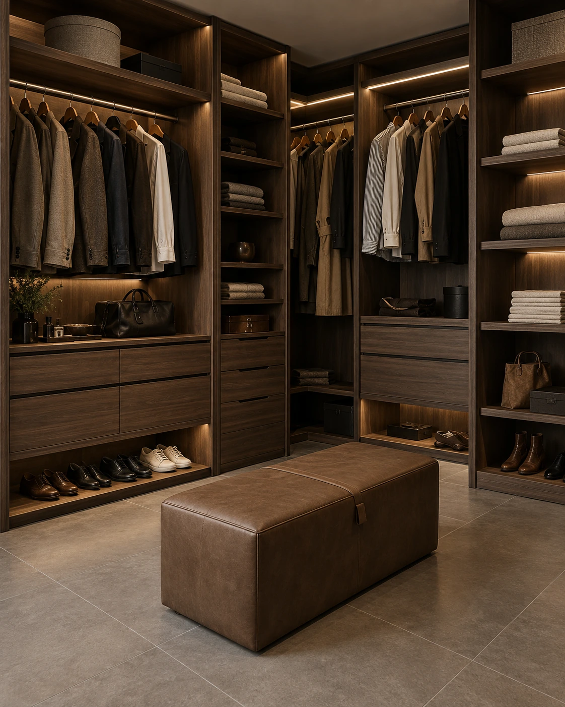 Wardrobe in a darker wood look