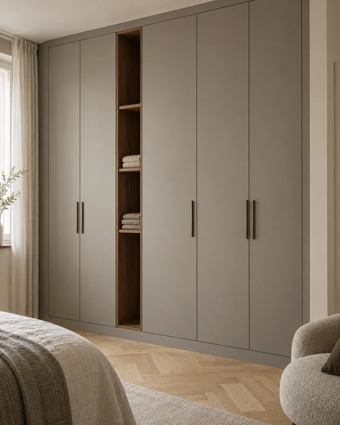 Built-in cabinet with clean-lined fronts